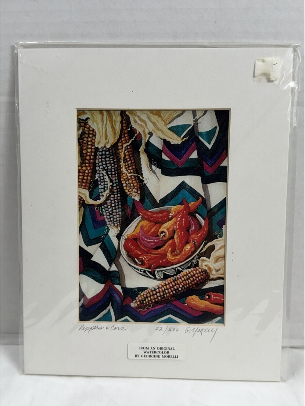 Rare Signed Georgine Morelli Peppers And Corn Original Water Color Limited 8x10
